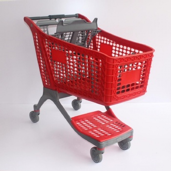 Full plastic shopping trolley