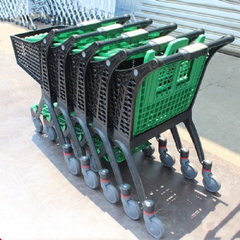 Full plastic shopping trolley