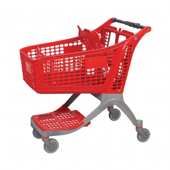 Full plastic shopping trolley